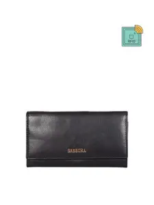 Sassora Women Leather RFID Button Closure Two Fold Wallet