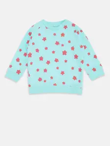 Pantaloons Baby Girls Blue Printed Sweatshirt