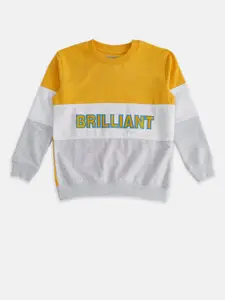 Pantaloons Junior Boys Yellow Printed Sweatshirt