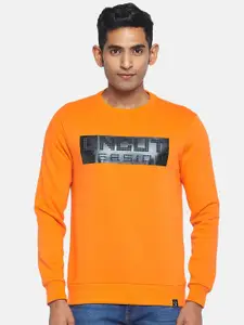 People Men Orange Embellished Sweatshirt