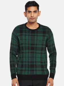 BYFORD by Pantaloons Men Green & Black Checked Pullover