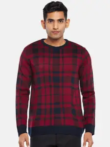 BYFORD by Pantaloons Men Red & Black Checked Pullover