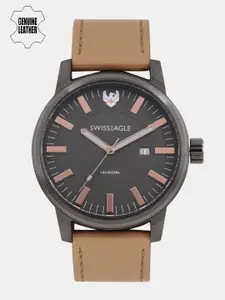 Swiss Eagle Men Gunmetal-Toned Analogue Watch SE-9107-04