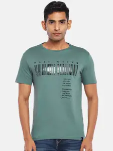 People Men Green Typography Printed Slim Fit T-shirt