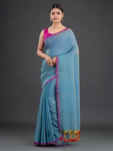 Arhi Blue & Purple Woven Design Pure Cotton Saree