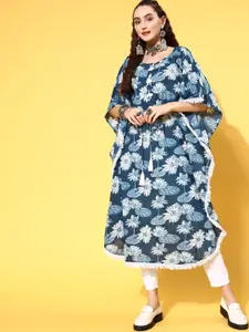Jaipur Kurti Women Stunning Blue Cotton Adjustable Waistline Kurta