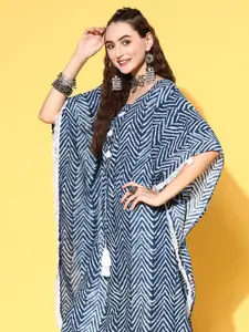 Jaipur Kurti Women Blue Cotton Adjustable Waistline Kurta