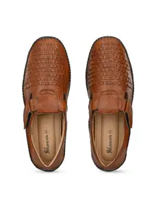 SHENCES Men Tan Shoe-Style Sandals