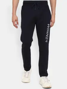 V-Mart Men Navy Blue Regular Fit Printed Track Pants