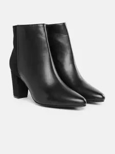DressBerry Women Black Solid Mid-Top Block Heel Regular Boots