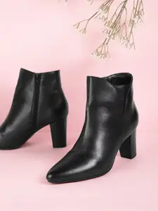 DressBerry Women Black Solid Mid-Top Block Heel Regular Boots
