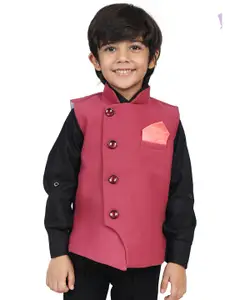 AJ Dezines Boys Mauve Solid Nehru Jacket