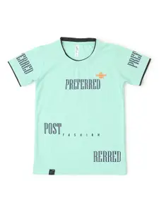 earth conscious Boys Blue Typography Printed T-shirt