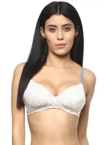 Soie Off-White Printed Non-Wired Lightly Padded T-shirt Bra CB-117