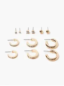 FOREVER 21 Pack Of 6 Gold-Toned Contemporary Half Hoop Earrings