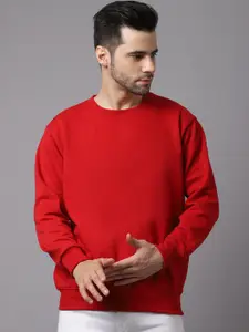 VIMAL JONNEY Men Maroon Solid Round Neck Sweatshirt