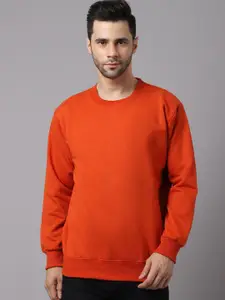 VIMAL JONNEY Men Rust Solid Round Neck Sweatshirt