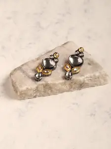 Ruby Raang Silver-Plated Contemporary Drop Earrings