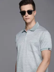Raymond Self Design Polo Collar Pure Cotton Pockets T-shirt
