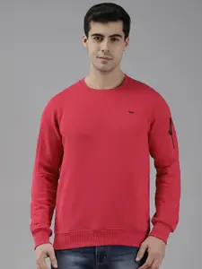 Park Avenue Men Pink Solid Sweatshirt