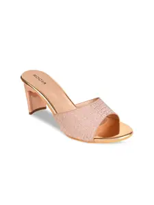 Rocia Rose Gold Embellished Platform Peep Toes Heels
