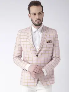 hangup trend Men Pink Checked Single Breasted Casual Blazer