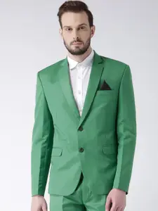 hangup trend Men Green Solid Regular Fit Single Breasted Formal Blazer