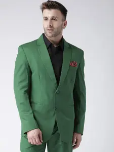 hangup trend Men Green  Solid Regular-Fit Single-Breasted Blazer