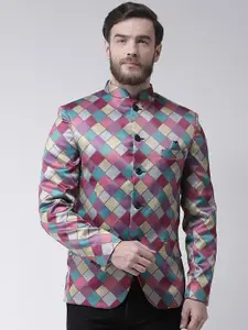 hangup trend Men Pink Printed Single Breasted Party Blazers