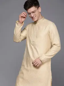 Manyavar Men Beige Solid Kurta with Churidar