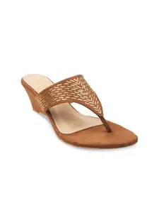Metro Tan Embellished Wedge Sandals