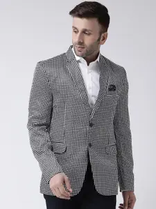 hangup trend Men Black & White Printed Single Breasted Party Blazers