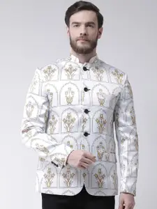 hangup trend Men White Printed Single Breasted Party Blazer
