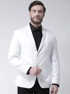 Hangup trend Men White Solid Regular Fit Single Breasted Formal Blazer