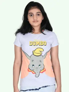 Zalio Girls Grey Dombo Printed Round Neck T-shirt