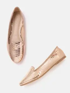 Van Heusen Woman Rose Gold Croc Textured Ballerinas
