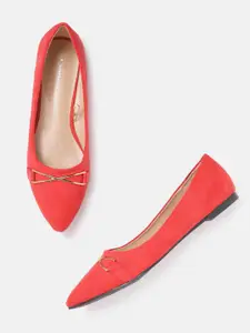 Van Heusen Woman  Red Solid Pointed Toe Ballerinas