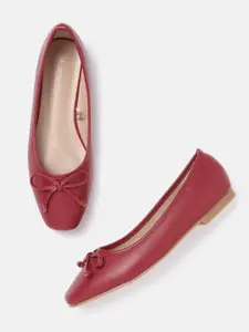 Van Heusen Woman Red Solid Ballerinas with Bows Flats