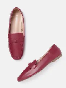 Van Heusen Woman Maroon Solid Bow Detail Loafers