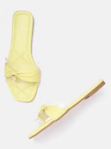 Van Heusen Woman Yellow Solid Open Toe Flats