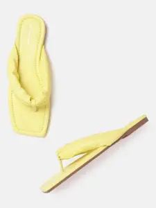 Van Heusen Woman Yellow Knot Detail Open Toe Flats