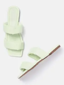 Van Heusen Woman Mint Green Solid Quilted Open Toe Flats