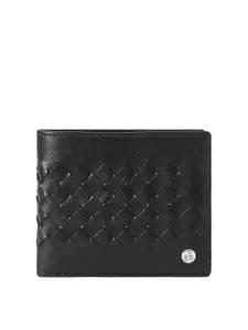 Eske Men Checked Leather Two Fold Wallet