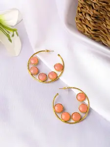 Yellow Chimes Gold-Plated Contemporary Half Hoop Earrings