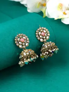 Yellow Chimes Gold-Plated Contemporary Jhumkas Earrings