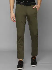 Allen Solly Men Olive Green Slim Fit Solid Trousers