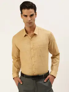 Ramraj Men Cream-Coloured Solid Formal Shirt