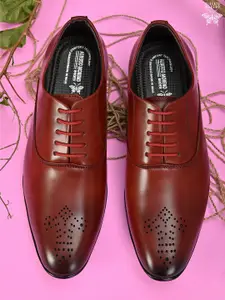 ALBERTO MORENO Men Maroon Formal Leather Derbys Shoes