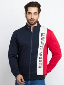 Status Quo Men Navy Blue Printed Cotton Sweatshirt