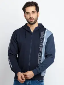 Status Quo Men Navy Blue Printed Cotton Sweatshirt